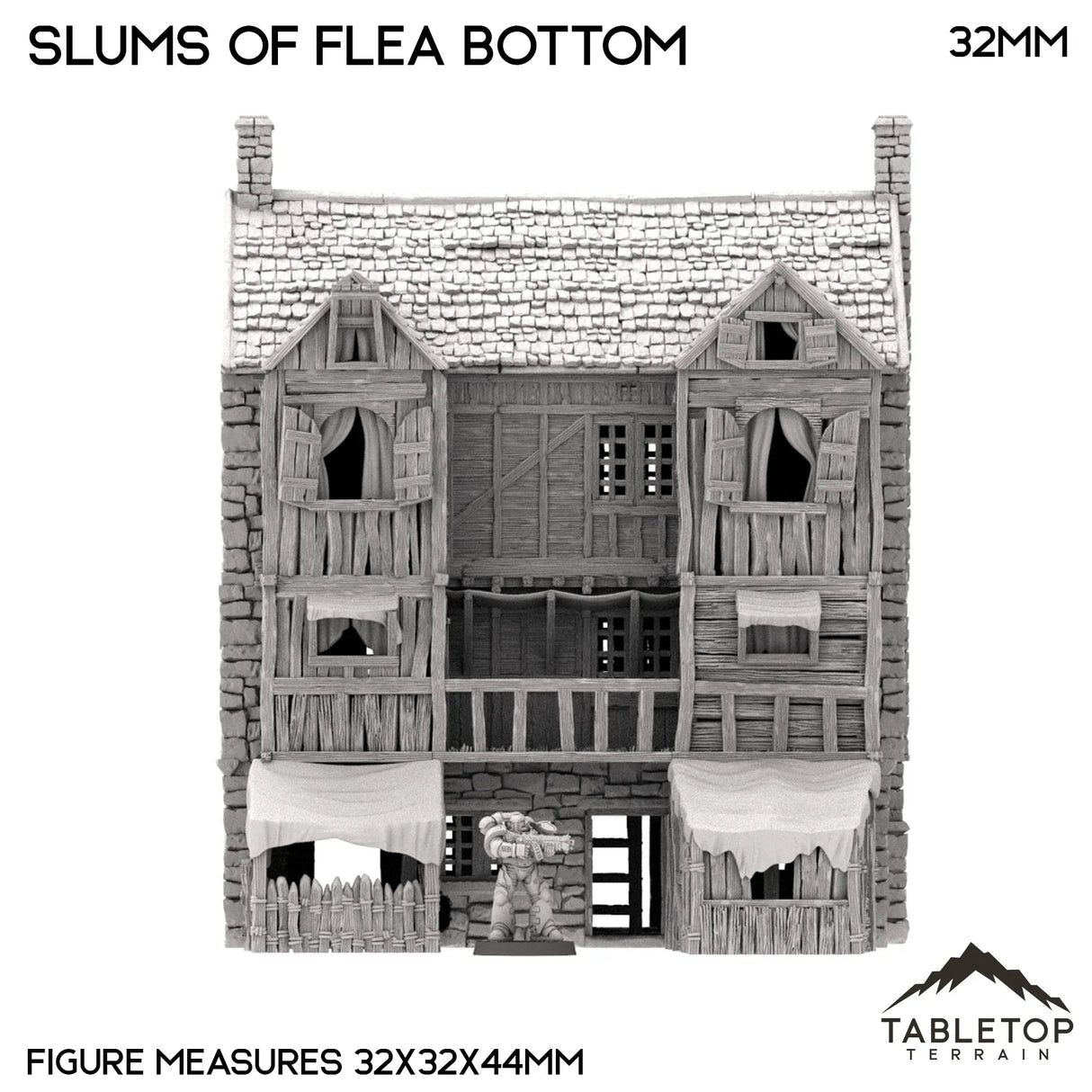 Tabletop Terrain Building Slums of Flea Bottom - Country & King - Fantasy Historical Building