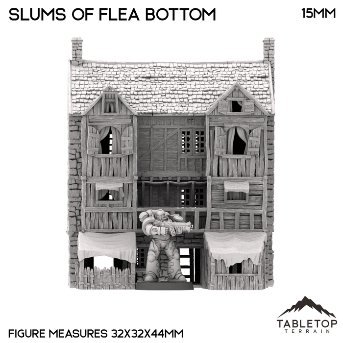 Tabletop Terrain Building Slums of Flea Bottom - Country & King - Fantasy Historical Building Tabletop Terrain