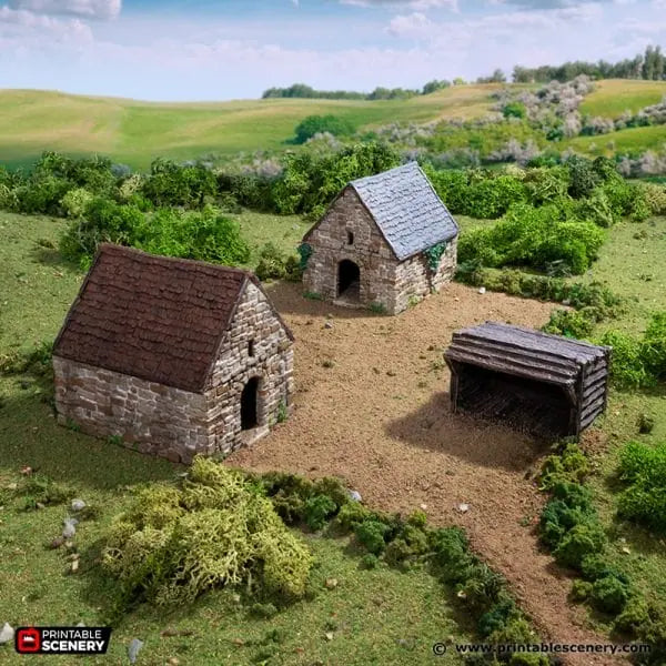 Tabletop Terrain Building Small Rustic Barns - Country & King - Fantasy Historical Building