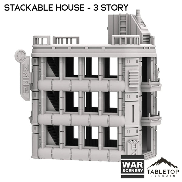 Tabletop Terrain Building Stackable House - Futuristic City