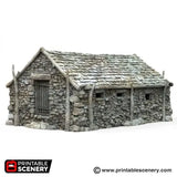 Tabletop Terrain Building Stone Barn - WWII Building