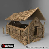 Tabletop Terrain Building Stone Barn - WWII Building