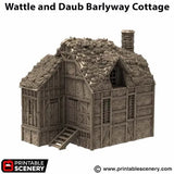 Tabletop Terrain Building Wattle and Daub Barlyway Cottage - Country & King - Fantasy Historical Building