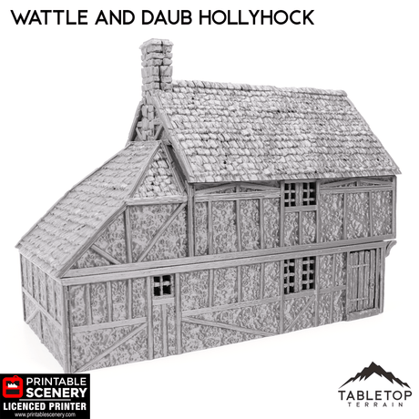 Tabletop Terrain Building Wattle and Daub Hollyhock Cottage -Country & King- Fantasy Historical Building