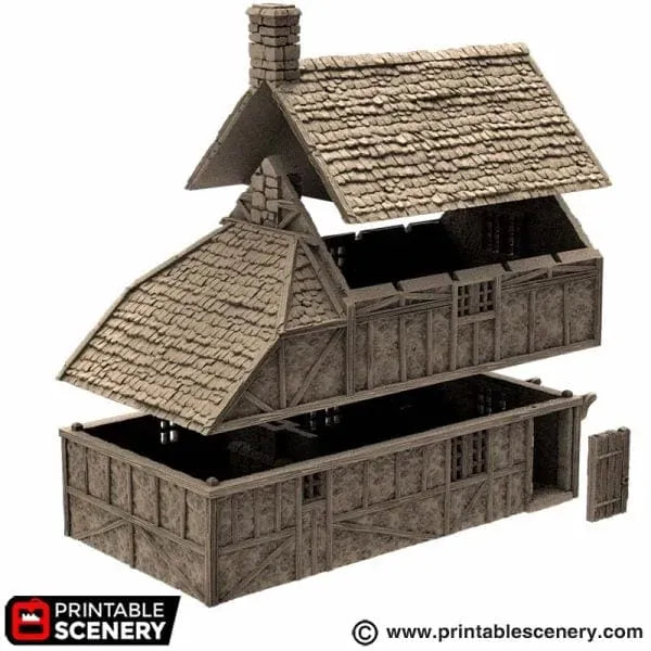 Tabletop Terrain Building Wattle and Daub Hollyhock Cottage -Country & King- Fantasy Historical Building