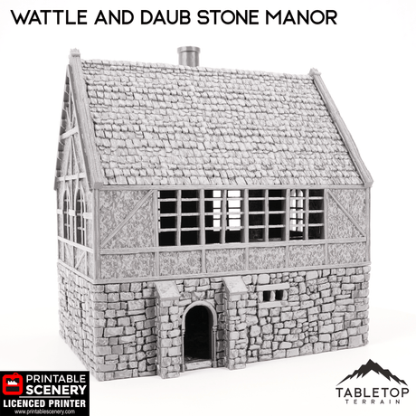 Tabletop Terrain Building Wattle and Daub Stone Manor - Country & King - Fantasy Historical Building