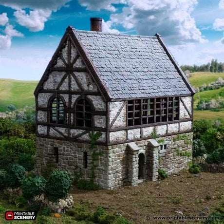Tabletop Terrain Building Wattle and Daub Stone Manor - Country & King - Fantasy Historical Building