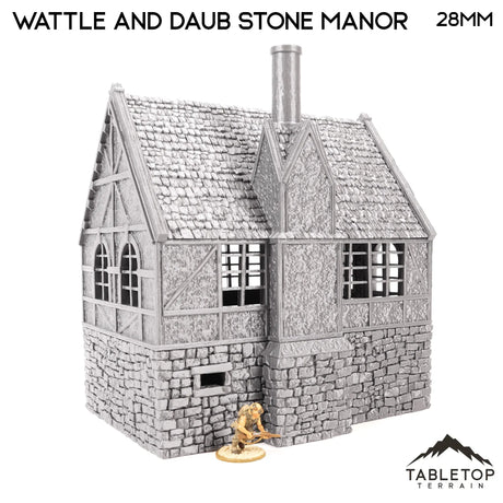Tabletop Terrain Building Wattle and Daub Stone Manor - Country & King - Fantasy Historical Building