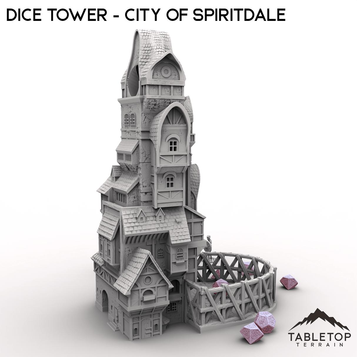 Tabletop Terrain Dice Tower Dice Tower - City of Spiritdale - Fantasy Dice Tower