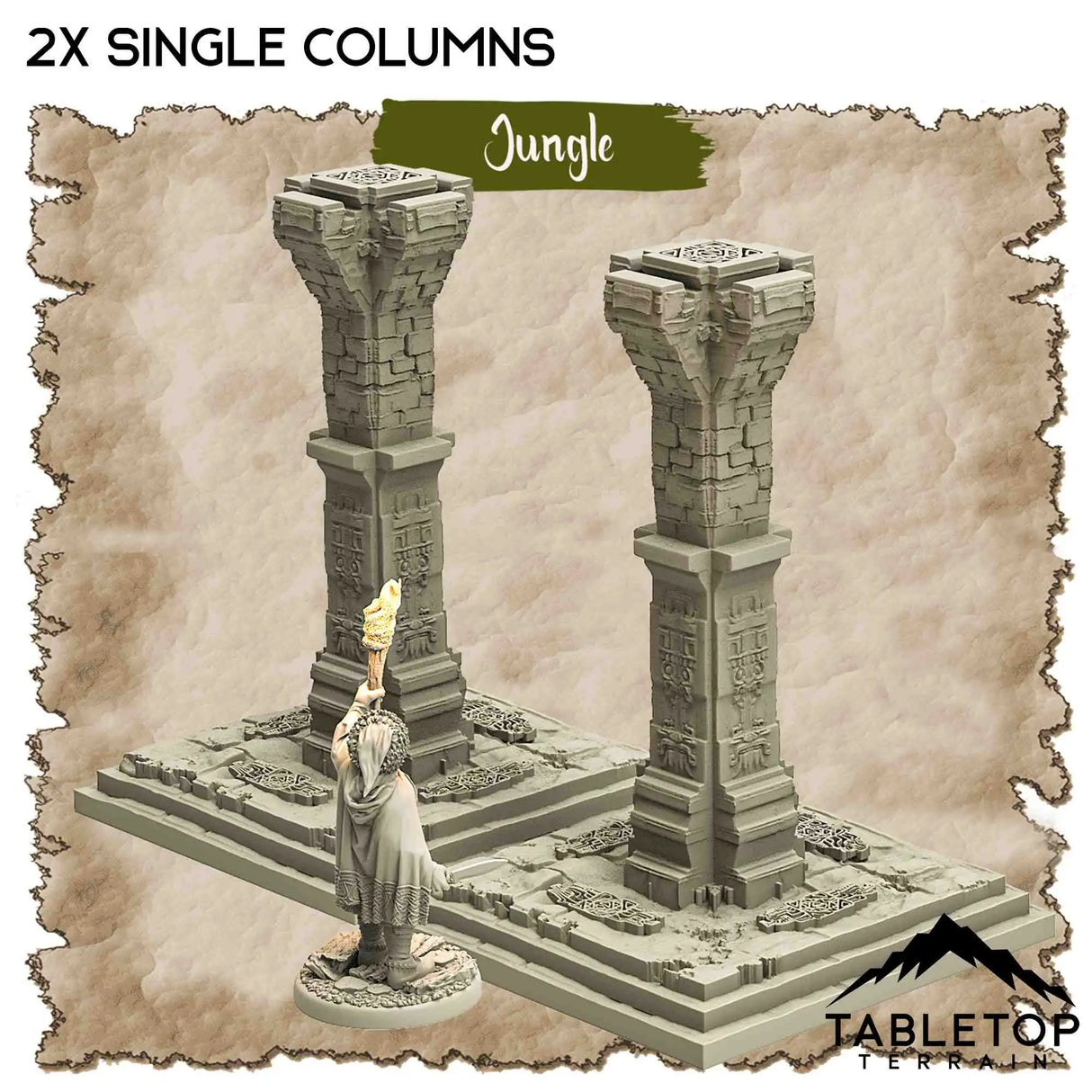 Tabletop Terrain Dungeon Terrain 32mm / 2x Single Columns A Trek Through the Jungle - Thematic Dungeon Terrain