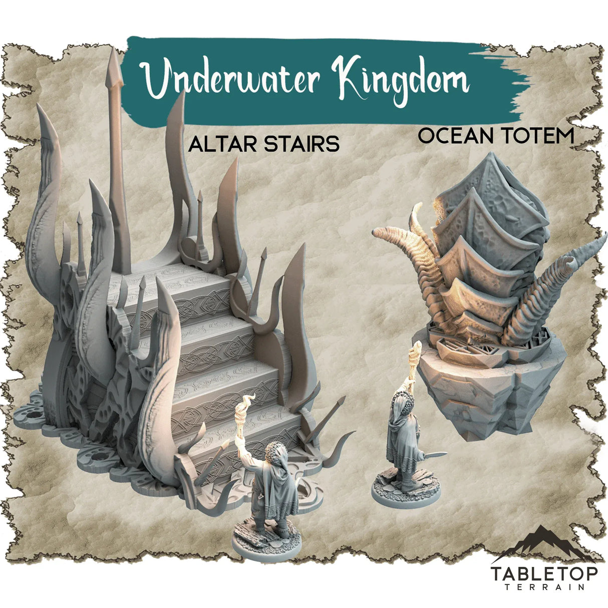 Tabletop Terrain Dungeon Terrain 32mm / Altar Stairs Underwater Kingdom - Thematic Dungeon Terrain