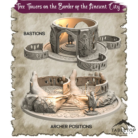 Tabletop Terrain Dungeon Terrain 32mm / Bastions Tree Towers on the Border of the Ancient City - Thematic Dungeon Terrain