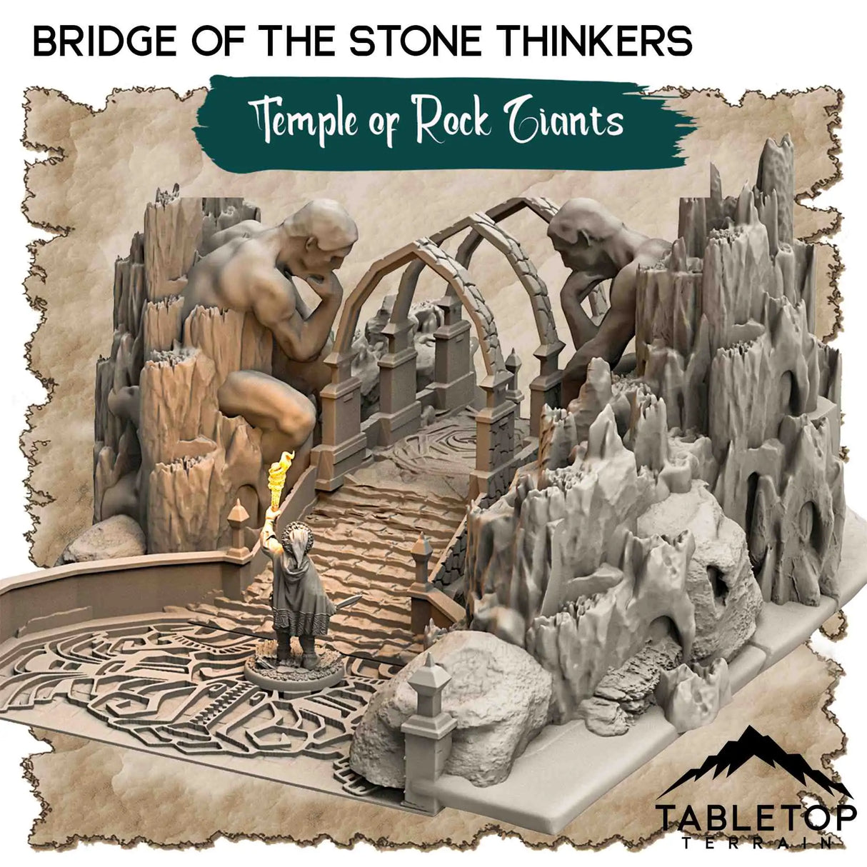 Tabletop Terrain Dungeon Terrain 32mm / Bridge of the Stone Thinkers Temple of the Rock Giants - Thematic Dungeon Terrain