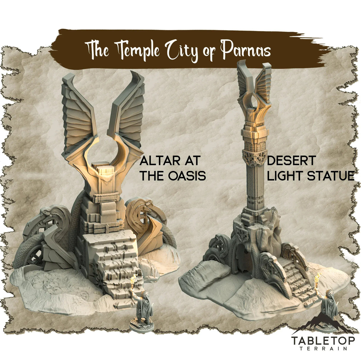 Tabletop Terrain Dungeon Terrain 32mm / Desert Light Statue The Temple City of Parnas - Thematic Dungeon Terrain