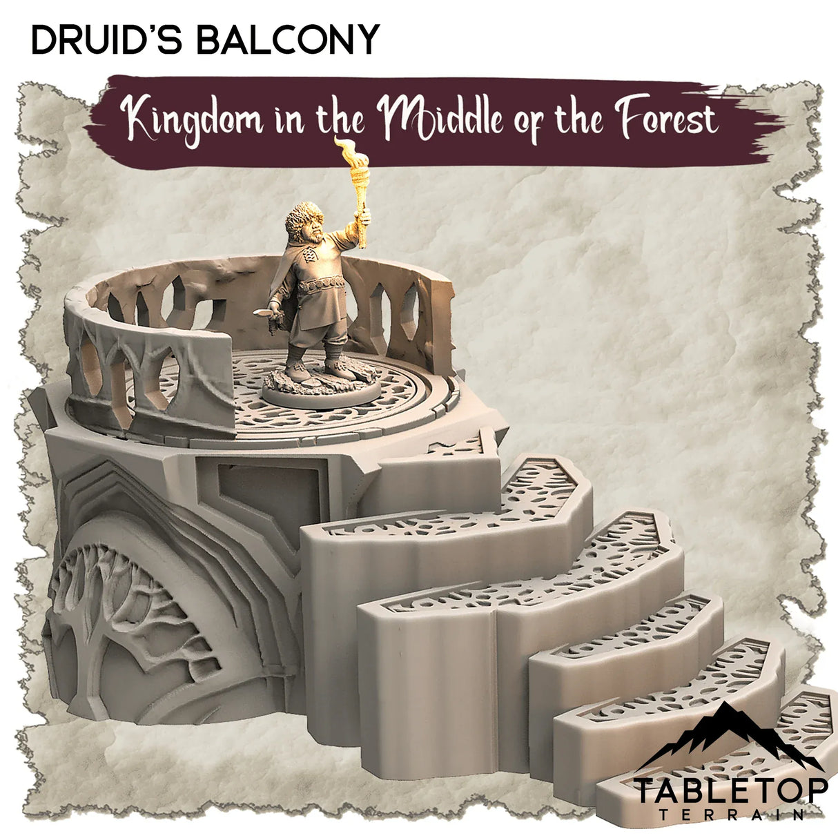Tabletop Terrain Dungeon Terrain 32mm / Druid's Balcony Kingdom in the Middle of the Forest - Thematic Dungeon Terrain
