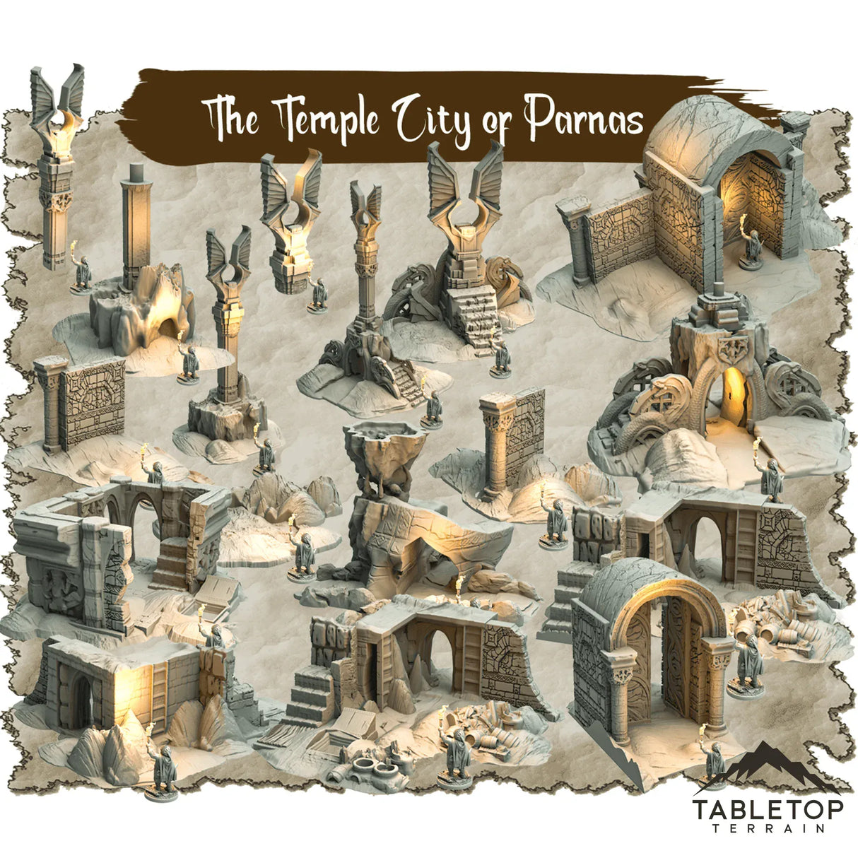 Tabletop Terrain Dungeon Terrain 32mm / Full Set The Temple City of Parnas - Thematic Dungeon Terrain
