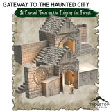 Tabletop Terrain Dungeon Terrain 32mm / Gateway to the Haunted City A Cursed Town on the Edge of the Forest - Thematic Dungeon Terrain