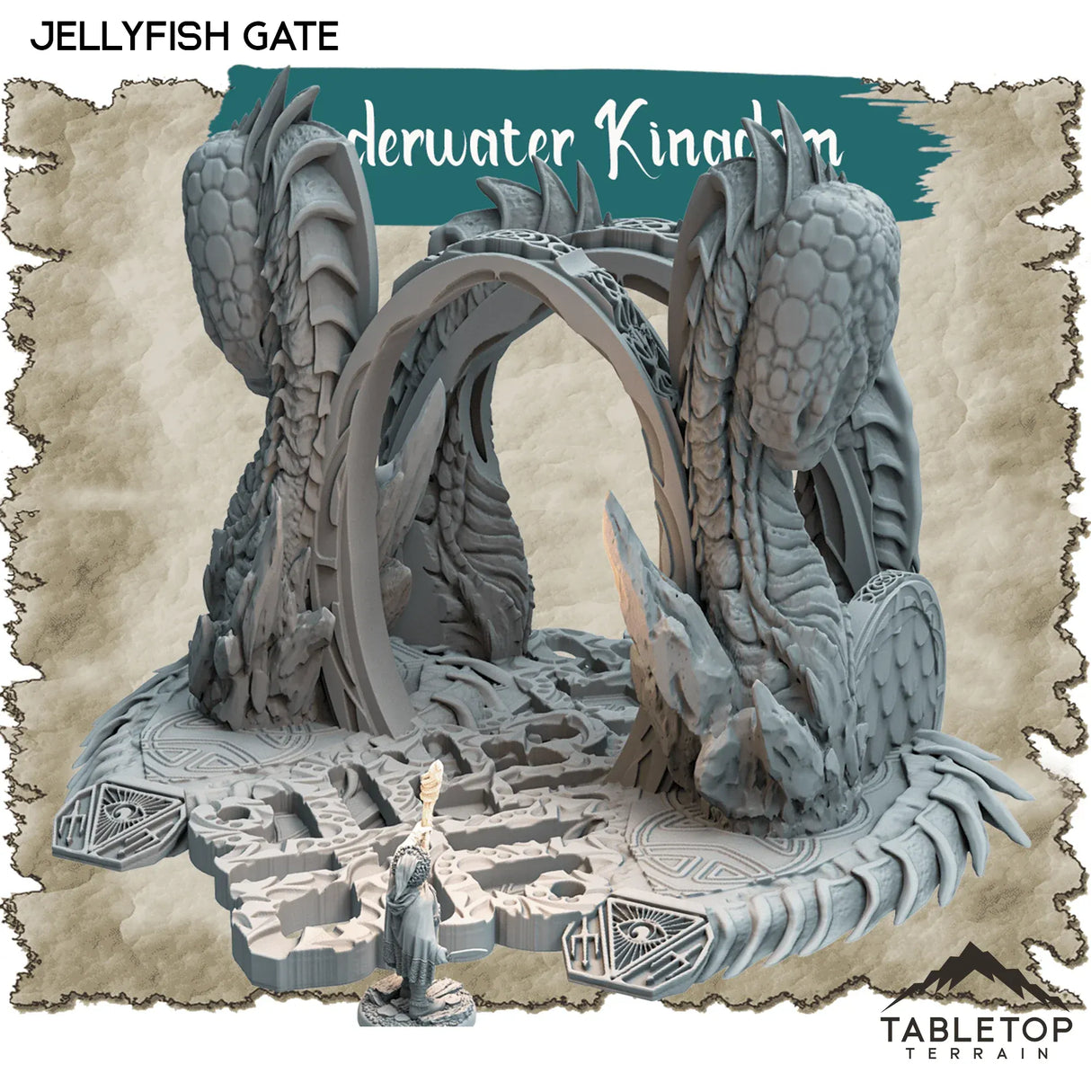 Tabletop Terrain Dungeon Terrain 32mm / Jellyfish Gate Underwater Kingdom - Thematic Dungeon Terrain