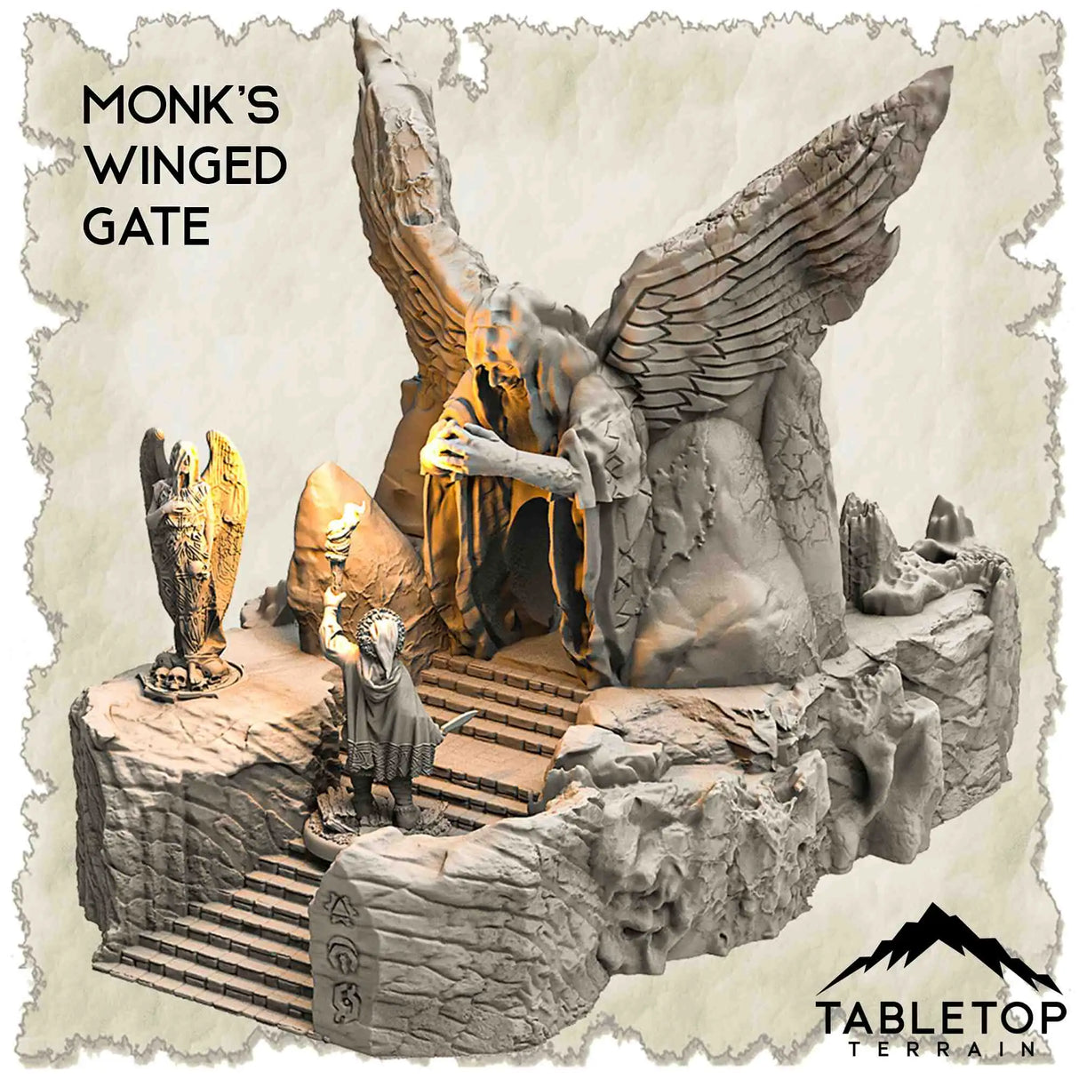 Tabletop Terrain Dungeon Terrain 32mm / Monk's Winged Gate Lost Portal in the Temples of Azoroth - Thematic Dungeon Terrain