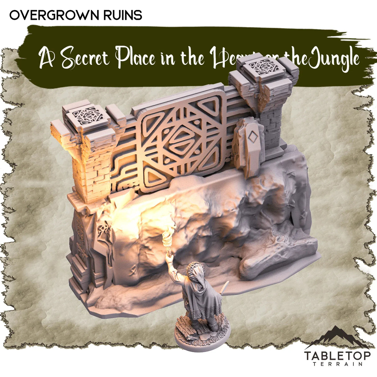 Tabletop Terrain Dungeon Terrain 32mm / Overgrown Ruins A Secret Place in the Heart of the Jungle - Thematic Dungeon Terrain