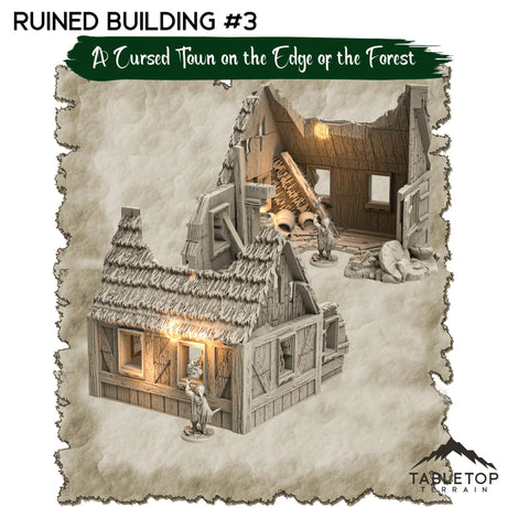 Tabletop Terrain Dungeon Terrain 32mm / Ruined Building #3 A Cursed Town on the Edge of the Forest - Thematic Dungeon Terrain
