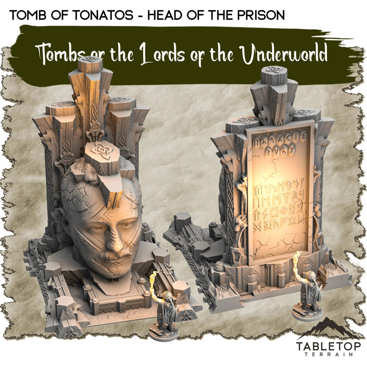 Tabletop Terrain Dungeon Terrain 32mm / Tomb of Tonatos - Head of the Prison Tombs of the Lords of the Underworld - Thematic Dungeon Terrain