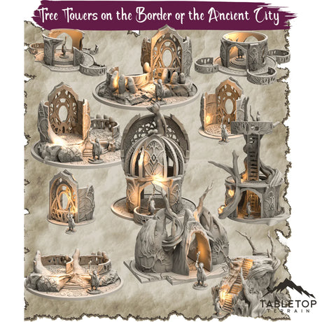 Tabletop Terrain Dungeon Terrain 32mm / Tree Towers on the Border of the Ancient City full set Tree Towers on the Border of the Ancient City - Thematic Dungeon Terrain