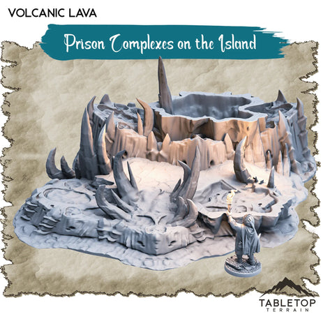 Tabletop Terrain Dungeon Terrain 32mm / Volcanic Lava Prison Complexes on the Island - Thematic Dungeon Terrain