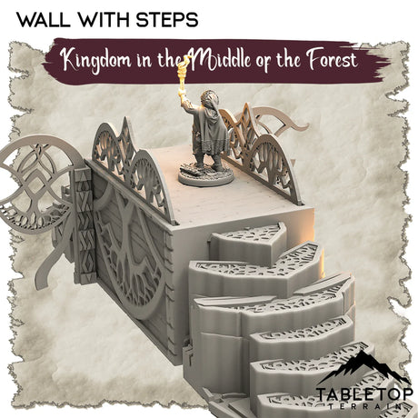 Tabletop Terrain Dungeon Terrain 32mm / Wall with Steps Kingdom in the Middle of the Forest - Thematic Dungeon Terrain
