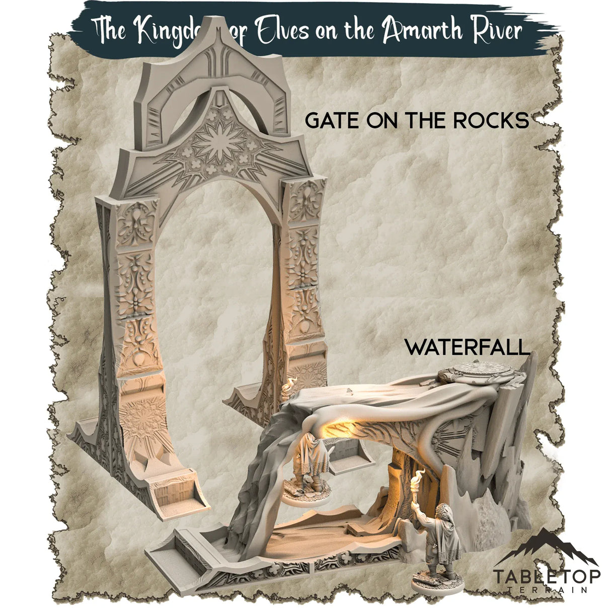 Tabletop Terrain Dungeon Terrain 32mm / Waterfall The Kingdom of Elves on the Amarth River - Thematic Dungeon Terrain