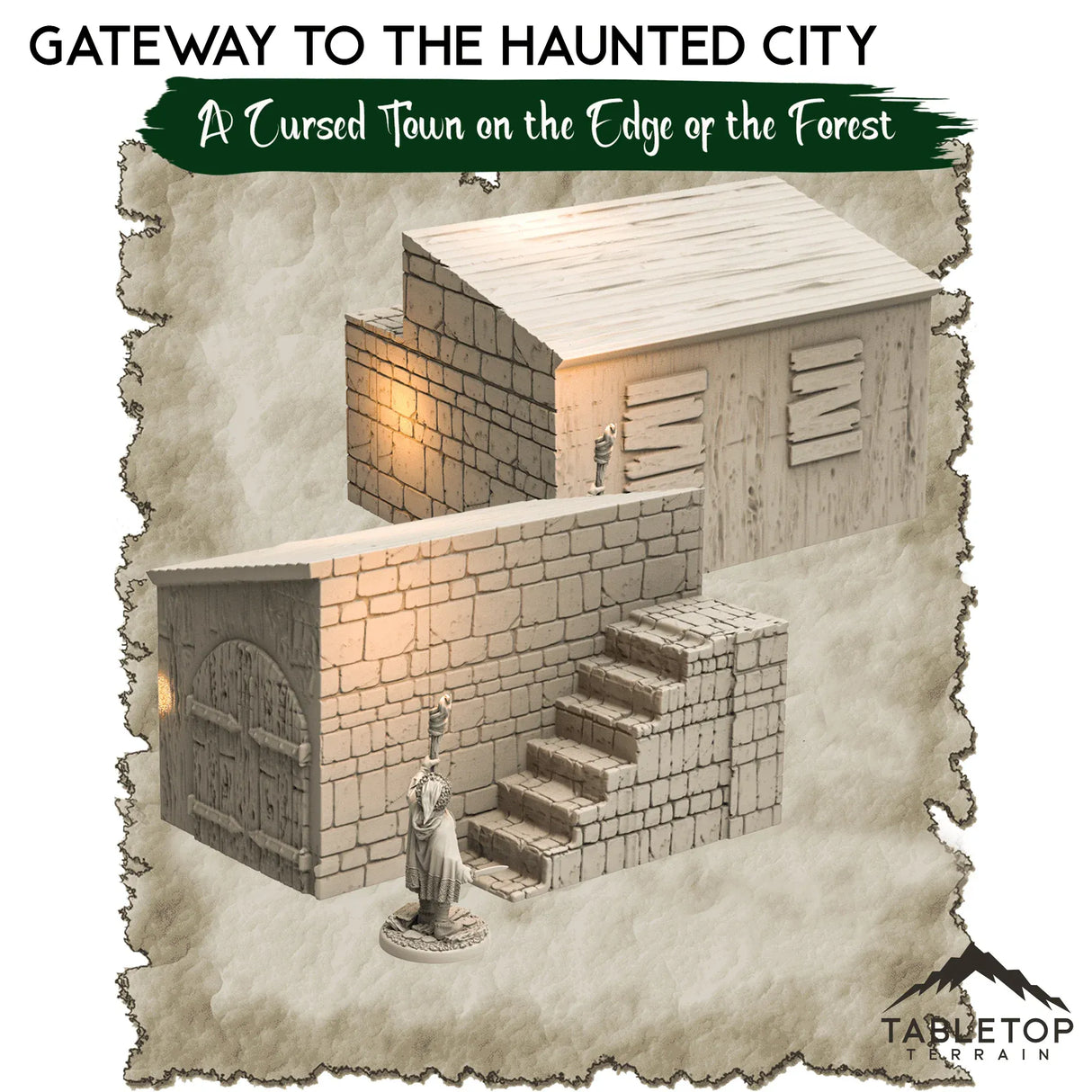 Tabletop Terrain Dungeon Terrain A Cursed Town on the Edge of the Forest - Thematic Dungeon Terrain
