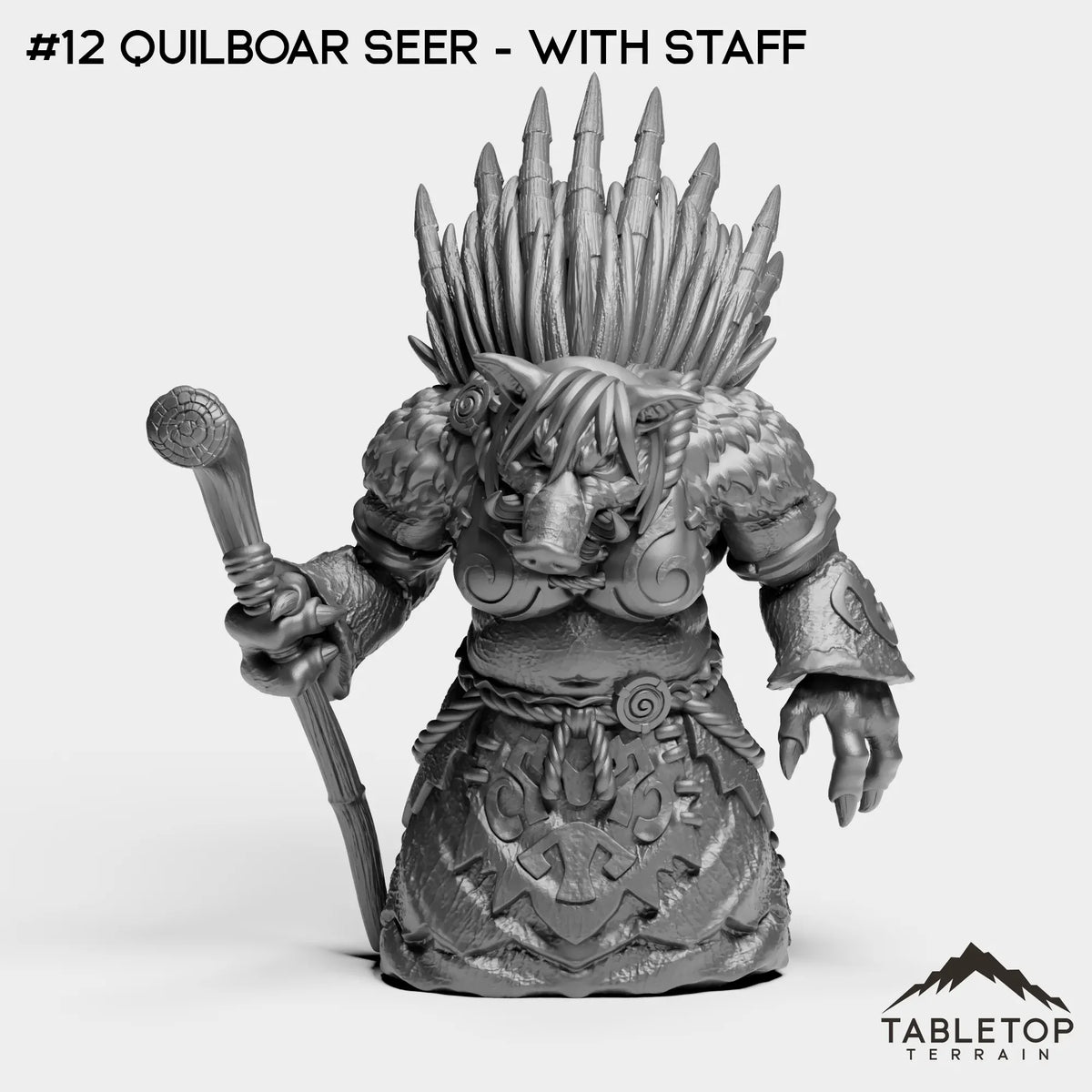 Tabletop Terrain Miniature #12 Quilboar Seer - With Staff Kobolds and Quilboars Bundle