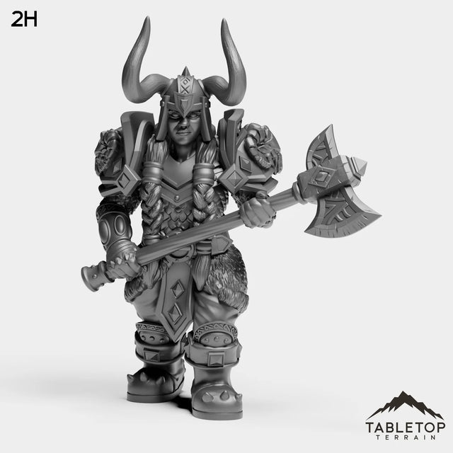 Tabletop Terrain Miniature 2H Dwarf Heritage Warrior Female