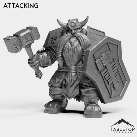 Tabletop Terrain Miniature Attacking Dwarf Captain