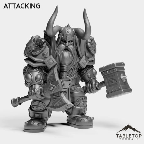 Tabletop Terrain Miniature Attacking Dwarf Heritage Warrior
