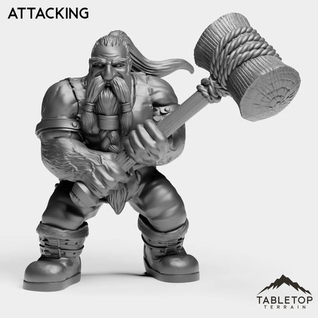 Tabletop Terrain Miniature Attacking Dwarf Paladin