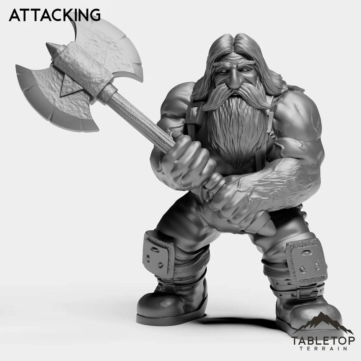 Tabletop Terrain Miniature Attacking Dwarf Warrior