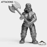 Tabletop Terrain Miniature Attacking Dwarf Warrior Female