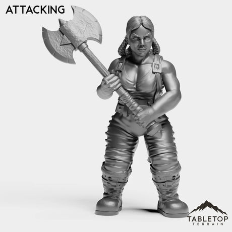 Tabletop Terrain Miniature Attacking Dwarf Warrior Female