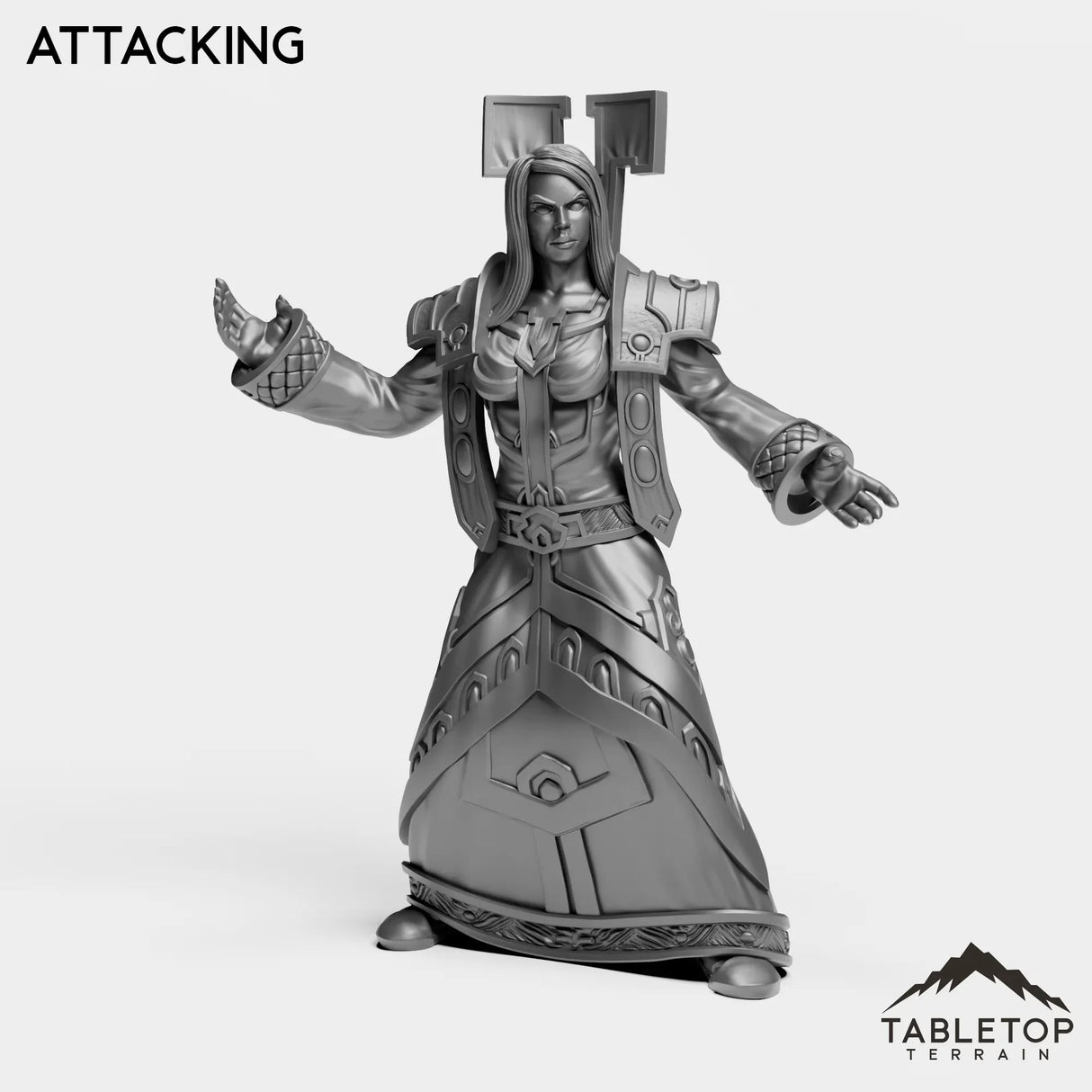 Tabletop Terrain Miniature Attacking Human Priest Tier 1 Female