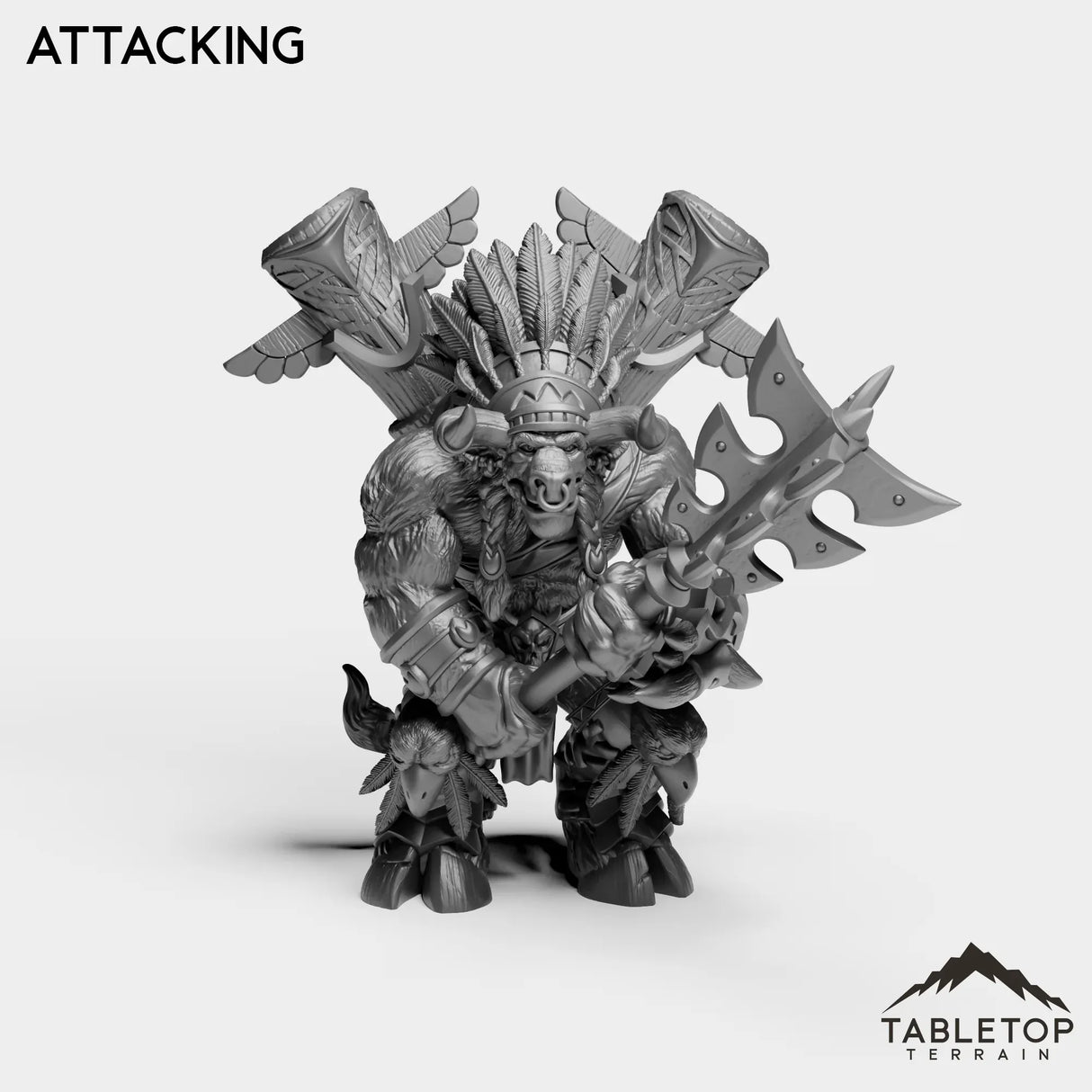 Tabletop Terrain Miniature Attacking Minotaur Leader