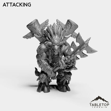 Tabletop Terrain Miniature Attacking Minotaur Leader