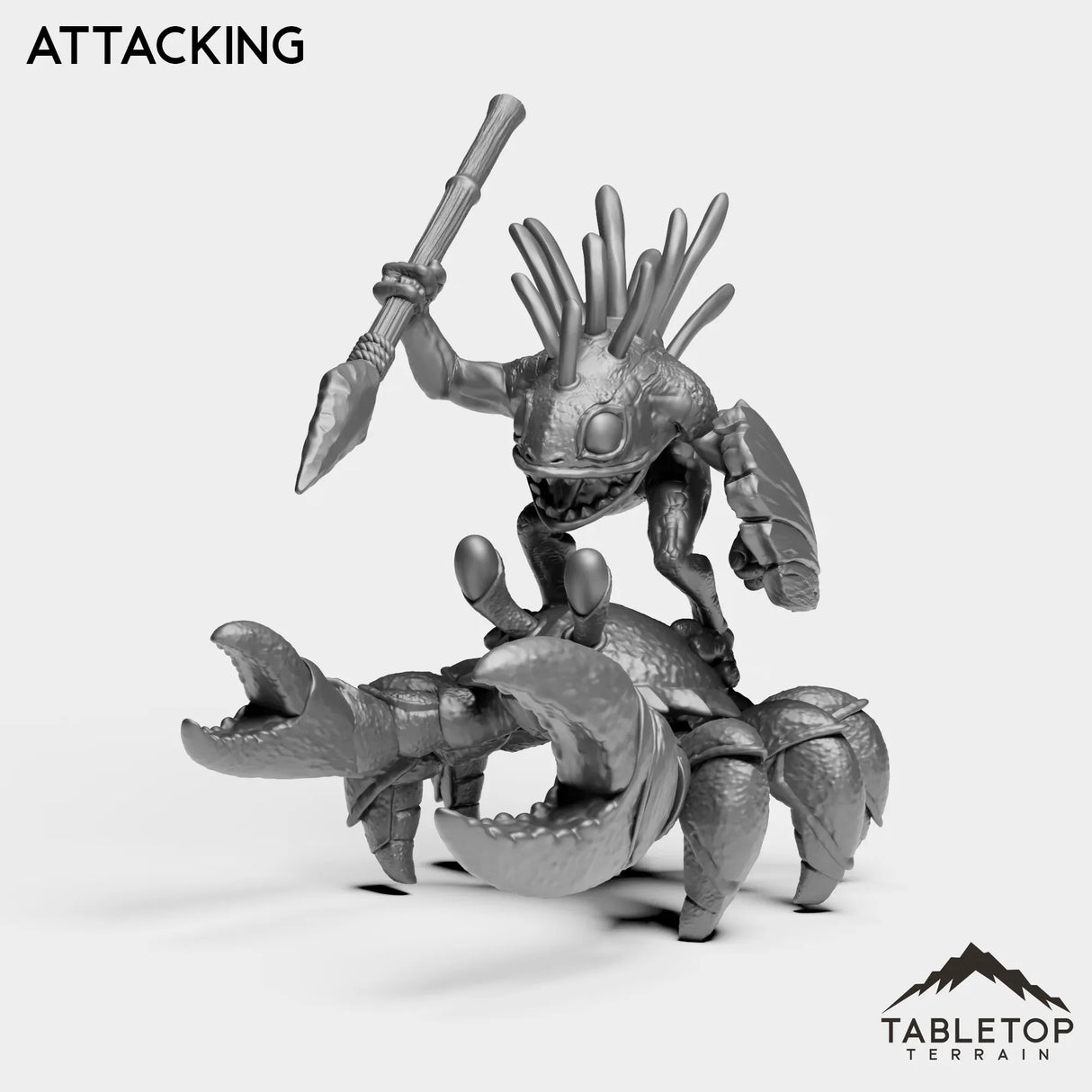 Tabletop Terrain Miniature Attacking Murloc on Crab Mount