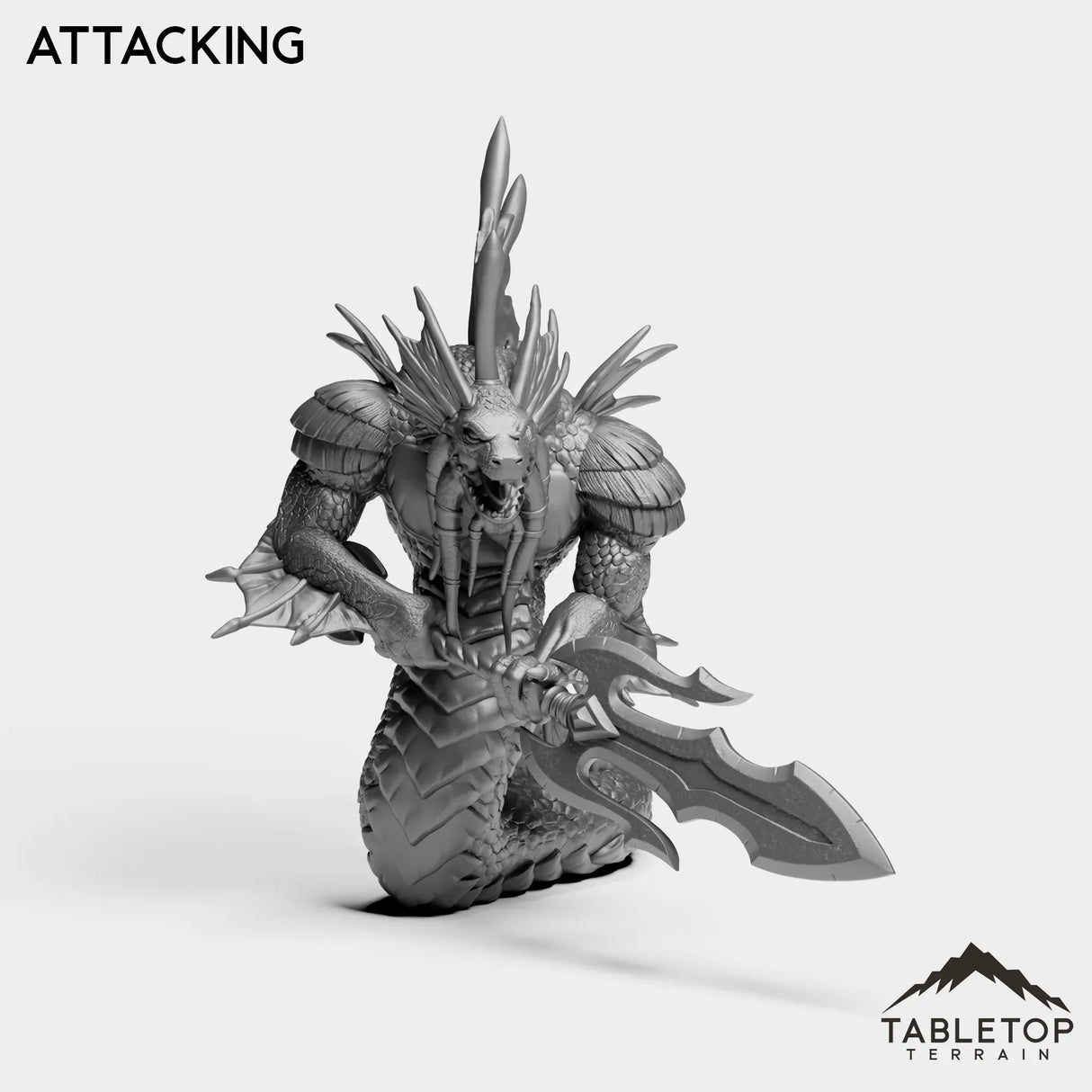 Tabletop Terrain Miniature Attacking Naga Myrmidon