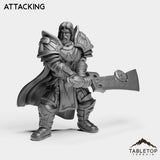 Tabletop Terrain Miniature Attacking Silver Paladin Crusader