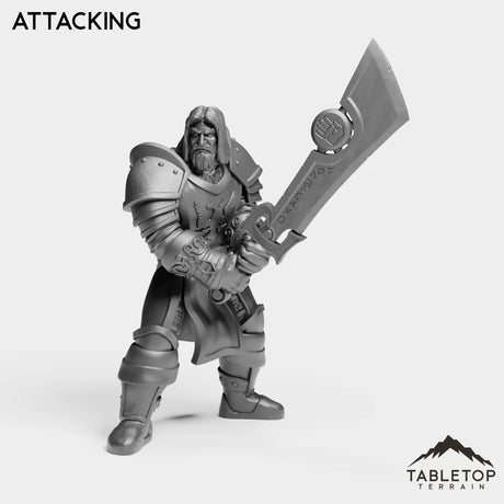 Tabletop Terrain Miniature Attacking Silver Paladin Highlord