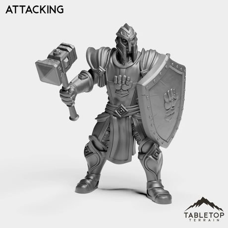 Tabletop Terrain Miniature Attacking Silver Paladin Knight
