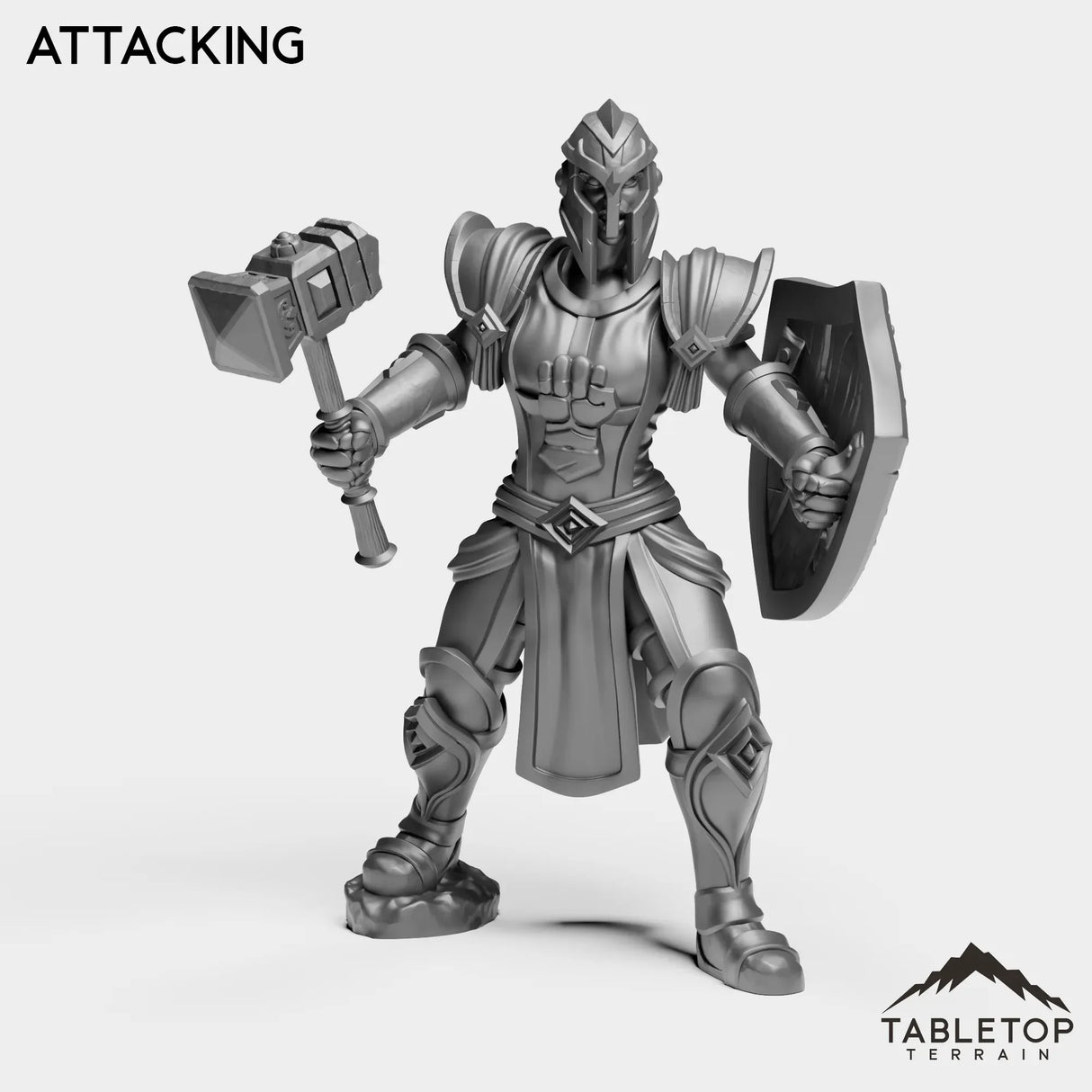 Tabletop Terrain Miniature Attacking Silver Paladin Knight Female
