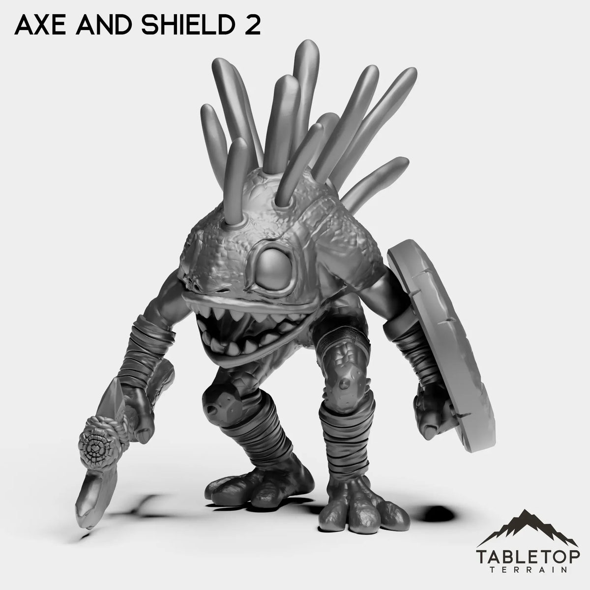 Tabletop Terrain Miniature Axe and Shield 2 Murlocs with Weapons