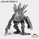 Tabletop Terrain Miniature Axe and Shield 2 Murlocs with Weapons